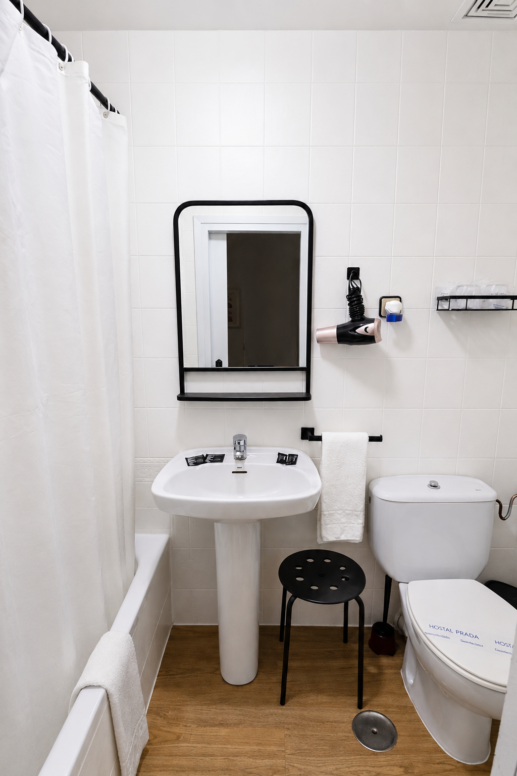 Private bathroom at Hostal Prada